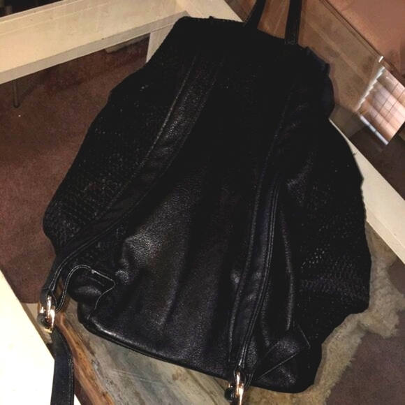 Backpack, Black Mesh with Sturdy Base, Brass Hardware, Adjustable by PINKCOSMO - Picture 8 of 8